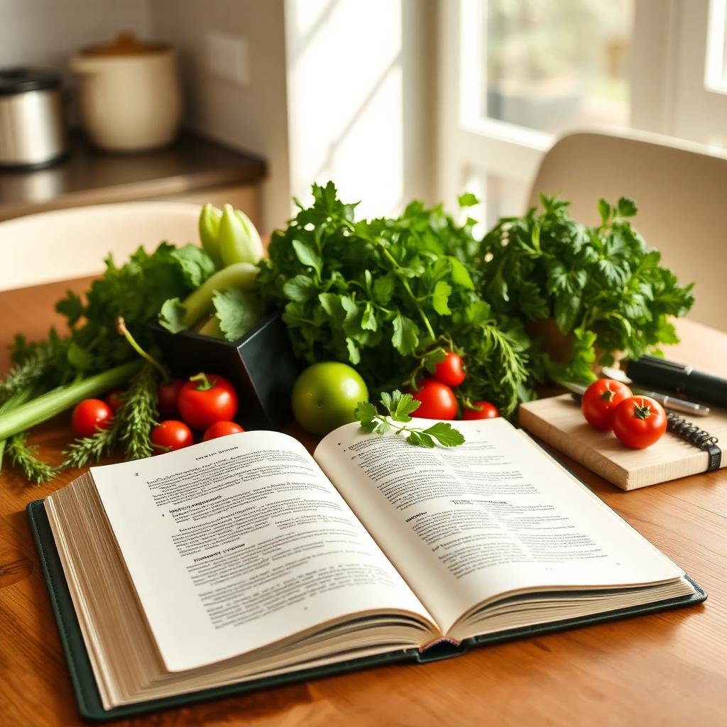 Open kookgids met verse groenten en meal planner